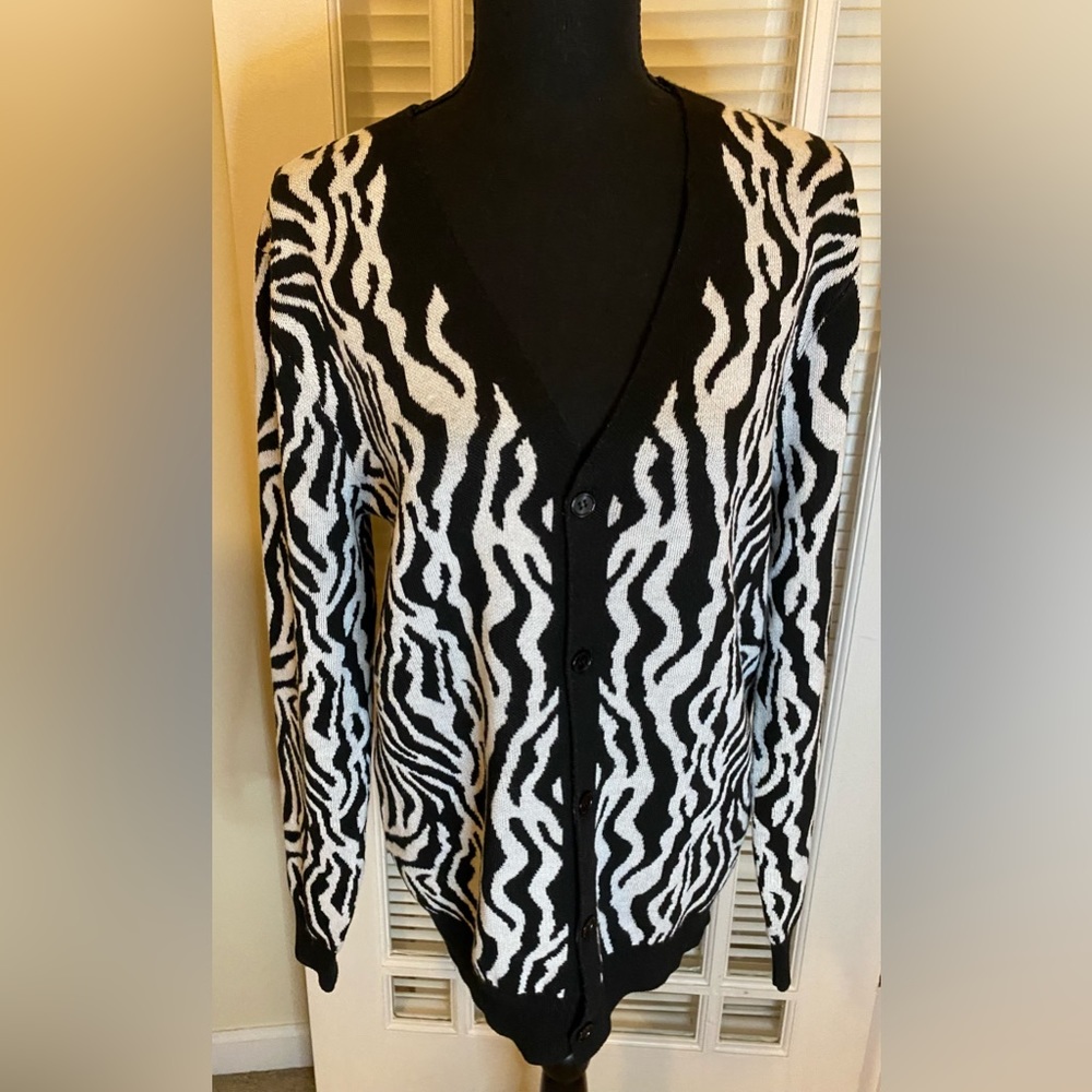 Zebra Print Button Down Sweater/ Cardigan - image 6